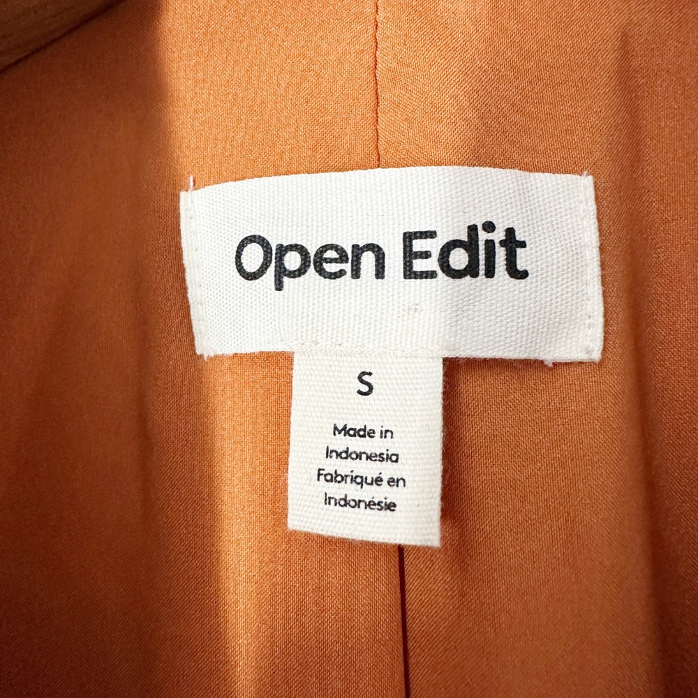 Open Edit Linen Burnt Orange Single Button Oversize Blazer Women's Size Small - Picture 4 of 13